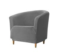 JINGYAN Fodere per divani Solid Color Velvet Sofa Cover Leisure Stretch Single Seat Club Couch Slipcover for Living Room Elastic Armchair Protector Cover(Grey)