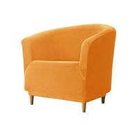 JINGYAN Fodere per divani Solid Color Velvet Sofa Cover Leisure Stretch Single Seat Club Couch Slipcover for Living Room Elastic Armchair Protector Cover(Orange)