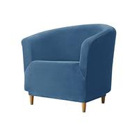 JINGYAN Fodere per divani Solid Color Velvet Sofa Cover Leisure Stretch Single Seat Club Couch Slipcover for Living Room Elastic Armchair Protector Cover(Blue)