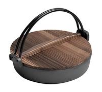 JINGYAN Pentole universali Style Cast Iron Pot Household Uncoated Non-stick Saucepan with Wooden Cover Portable Multi-function Soup