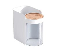 JINGYAN Porta spazzolini Wall-mounted magnetic suction toothbrush cup holder bathroom upside down asphalt comb toothpaste shelving gargle cup wash set(White)