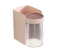 JINGYAN Porta spazzolini Wall-mounted magnetic suction toothbrush cup holder bathroom upside down asphalt comb toothpaste shelving gargle cup wash set(Pink)