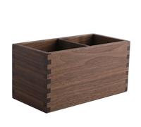 JINGYAN Portapenne Walnut Remote Control Storage Box Wood Desktop Multi Grids Organizer Phone Pen Holder Container For Home Office