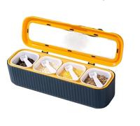 JINGYAN Portaspezie Seasoning Storage Condiment Jars with Spoons Lid for Home Kitchen Cookin