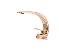 JINGYAN Rubinetti a tocco Single Hole double handle hot and cold faucet waterfall water bath sink bathroom(Rose Golden)