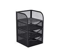 JINGYAN Scatole di file Drawer Storage Box Sundries Rack Metal Note Office Stationery Three-layer Grid Multifunctional Magazine(Schwarz)