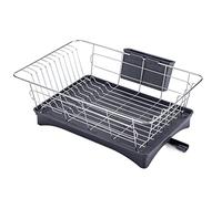 JINGYAN Scolapiatti Dish Drying Rack Drainboard Tray Counter Top Glass Utensil Organizer Drainer(Schwarz)