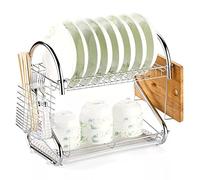 JINGYAN Scolapiatti Dish Drying Rack Drainer Plate Holder Storage Shelf Kitchen Organizer Stand Sink Drain Cutting Board Drainboard(White,B)