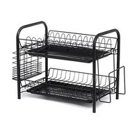 JINGYAN Scolapiatti Dish Drying Rack Holder Basket Plated Iron Home Washing Great Kitchen Sink Drainer Organizer Black