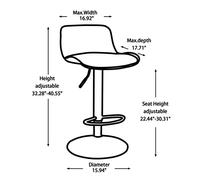 JINGYAN Sgabelli da bar Bar Stool for Kitchen Counter Adjustable Height High Island with Cushion