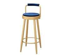 JINGYAN Sgabelli da bar High stool wrought iron bar chair backrest household high furniture(Blue)