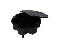 JINGYAN Stampi per ghiaccio Large Ice Tray Silicone Mold Cold Drink Iced With Lid Stackable Maker(Schwarz)