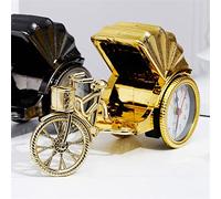 JINGYAN Sveglia Classical Retro Creative Rickshaw Shaped Desktop Decoration Alarm Clock Student Bedside Cute(Gold)