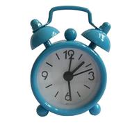 JINGYAN Sveglia Mini Alarm Clock Electronic Round Number Double Bell Desk Table Digital Quartz Clock Home Decoration Retro Portable Cute Durable(Blue)