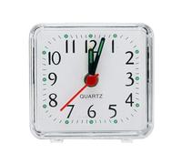 JINGYAN Sveglia Square Small Bed Alarm Clock Transparent Case Compact Travel Alarm ClockStudent Table Desk Clock Home(White)