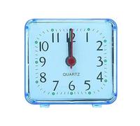 JINGYAN Sveglia Square Small Bed Alarm Clock Transparent Case Compact Travel Alarm ClockStudent Table Desk Clock Home(Blue)