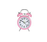 JINGYAN Sveglia Twin Bell Alarm Clock Metal FrameDial with Backlight Night Light Desk Table for Home Office(Pink)