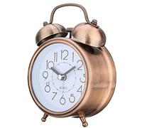 JINGYAN Sveglia Vintage Retro Mechanical Quartz Snooze Bell Clock Night Light Alarm Loud Double Metal Students Home Bedside(Gold)