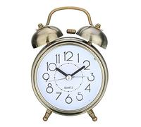 JINGYAN Sveglia Vintage Retro Mechanical Quartz Snooze Bell Clock Night Light Alarm Loud Double Metal Students Home Bedside(Bronze)
