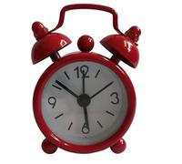 JINGYAN Sveglie Mini Alarm Clock Electronic Round Number Double Bell Desk Table Digital Quartz Clock Home Decoration Retro Portable Cute Durable(Rouge)