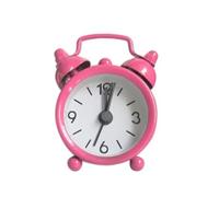 JINGYAN Sveglie Mini Alarm Clock Electronic Round Number Double Bell Desk Table Digital Quartz Clock Home Decoration Retro Portable Cute Durable(Pink)