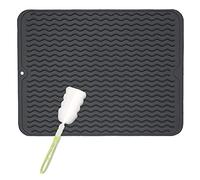JINGYAN Tappetini per lavello Dish Drying Mat, Dish Drying Mat, Heat Resistant And Non-Slip,Easy To Clean, Sink Mat with Cleaning Brush(Schwarz)