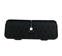 JINGYAN Tappetini per lavello Reusable Bathroom Silicone Faucet Handle Drip Catcher Tray Faucet Mat Drain Pad Splash Pad Kitchen Sink Countertop Protector(Schwarz)