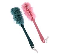 JINGYAN Tappo per scarico lavello 1pc Manico lungo Spazzola per la schiena in rete morbida Spugna esfoliante Appeso Scrubber Scrubber per il corpo Vasca da bagno Doccia Forniture per il bagno(Beige)