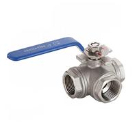 JINGYAN Valvole a sfera Stainless Steel Thread Three Way Ball Valve T-type L-type(1-1/2",L Type)