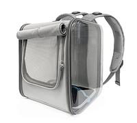 JINGYAN Zaini per Cani Cat Carrier Bag Outdoor Pet Carrier Backpack Breathable Foldable Travel Pet Cat Bag with Safety Zippers Suitable Small Cats Dog(Grey)
