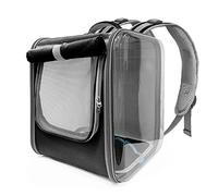 JINGYAN Zaini per Cani Cat Carrier Bag Outdoor Pet Carrier Backpack Breathable Foldable Travel Pet Cat Bag with Safety Zippers Suitable Small Cats Dog(Schwarz)