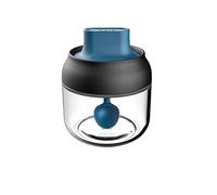 JINGYAN Zuccheriere Kitchen Glass Spices Bottles Glass Sugar Salt Honey Storage JarSeasoning Storage Box with Brush Spoon Lid Accessories(Blue)
