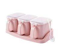 JINGYAN Zuccheriere Spice Jar Plastic Portable Spice Container Seasoning Box with Spoon Salt Shaker Kitchen Multi Grid Seasoning Box
