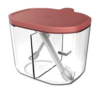JINGYAN Zuccheriere Unique Split Grid Sugar Bowl Transparent Condiment Container with Spoon Double Sugar Bowl Kitchen Accessory(A)