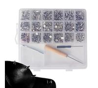 Jingyash Borchie per Artigianato,455 Pezzi Charme Decorativo Punk - 11 Misure Kit Borchie in Lega di Zinco con Strumenti di Fissaggio,per Collare Animali Artigianato Piercing Scarpe Tessuto Pelle