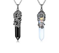 Jingying Esagonale Pietra Collana, 2 pezzi Collana Ciondolo Pietra Chakra, Pietra Curativa Collana Ciondolo, Collana con Ciondolo a Colonna di Cristallo, per Creare Collane e Altri Gioielli