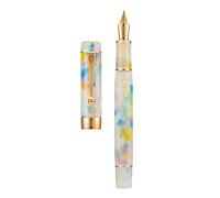 Jinhao 100, Penna stilografica classica in celluloide, colore arcobaleno, con pennino extra fine e convertitore, set con custodia in metallo