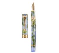Jinhao 100, Penna stilografica classica in celluloide, colore blu verde, con pennino extra fine e convertitore, set con custodia