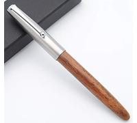 JINHAO 51A - Penna stilografica in legno, con tappo in acciaio (legno di pesca, pennino extra fine 0,38 mm)