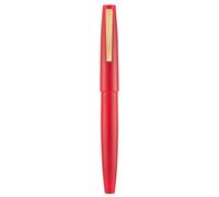 Jinhao 80 penna stilografica in fibra rossa spazzolata, pennino ultra fine con convertitore e piccolo set di penne (clip dorata)