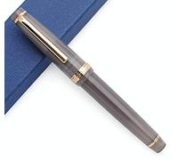Jinhao 82 - Penna stilografica in celluloide, inchiostro acrilico, con convertitore di inchiostro (pennino fine, clip dorata, grigio vulcano)