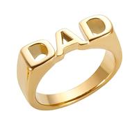 JINHUI Anelli personalizzati per mamma, papà, SIS, in acciaio inox placcato oro 14 carati, anello per mamma, papà, BBF, regalo ideale per donne, uomini, festa della mamma/festa del papà, 6, Acciaio