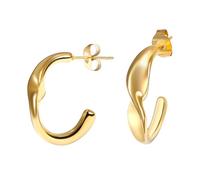 JINHUI Orecchini pendenti lunghi a cerchio in oro, da donna, alla moda, placcati in oro 18 carati, spessi e spessi, da donna, irregolari, Acciaio inossidabile, Nessuna pietra preziosa