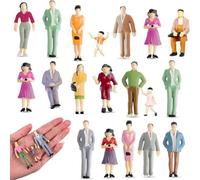 JINJUMEI 20 Pezzi Mini Figure di Persone in Scala 1:30, Personaggi in Miniatura in Piedi, Mini modellino ferroviario, Figure Dipinte Sedute per Scene in Miniatura（Stile casuale）