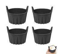 JINJUMEI 4 Pezzi Accessori Friggitrice ad Aria, Piccolo Pirottini in Silicone Rotondo per Friggitrice ad Aria, Reusable Accessori Stampi per Uova in Camicia Muffin, Cupcake, Budini, Uova(Nero)