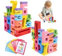 JINJUMEI Blocchi Numerici In Legno Ispirati, Blocchi di Costruzione in Legno con Numeri da 1 a 10, Puzzle Digitale 3D per Bambini per Ragazzi e Ragazze dai 3 anni in su