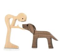 JINJUMEI Ornamento Intagliato in Legno a Forma di Cucciolo, Statua in Legno Fatta a Mano, Carino Cucciolo Ornamento Figurina Statua Scultura, Regalo Che scalda Il Cuore per Gli Amanti dei Cani