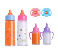 JINJUMEI Set di 6 bottiglie per bambole con capezzolo, accessori per bambole giocattolo, il Liquido Scompare, Alimentazione Simulata, Biberon Giocattolo, Adatto a Bambini dai 3 Anni in Su