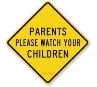 Jinkaairui - Targa in metallo con scritta in lingua inglese "Parents Please Watch Your Children for Gardern, Garage, Driveway", decorazione da parete per interni/esterni, quadrata, 20,3 x 20,3 cm