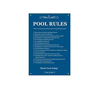 JINKAIRUI Blue Pool Rules Private Please Observe Iron Painting Metal Plate Targa Vintage Retro Home House Man Cave Decor 30,5 x 45,7 cm